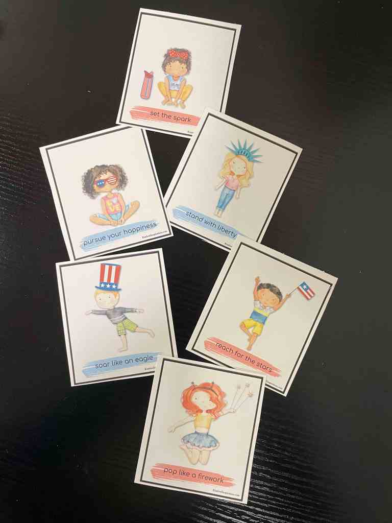 kids firecracker yoga flow free printable cards