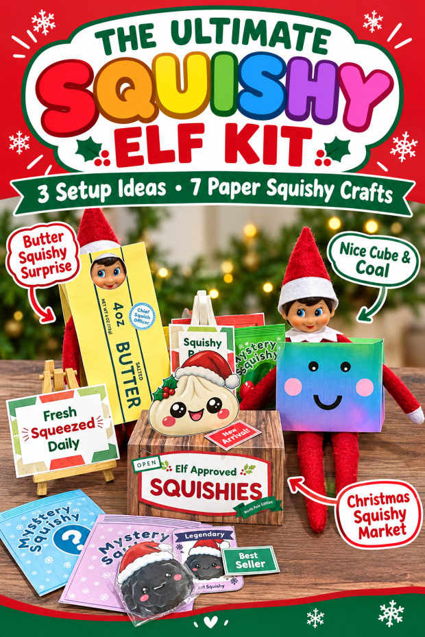 Elf on the Shelf joins the squishy toy fun with needoh, squishy dumpling, and squishy butter costumes.